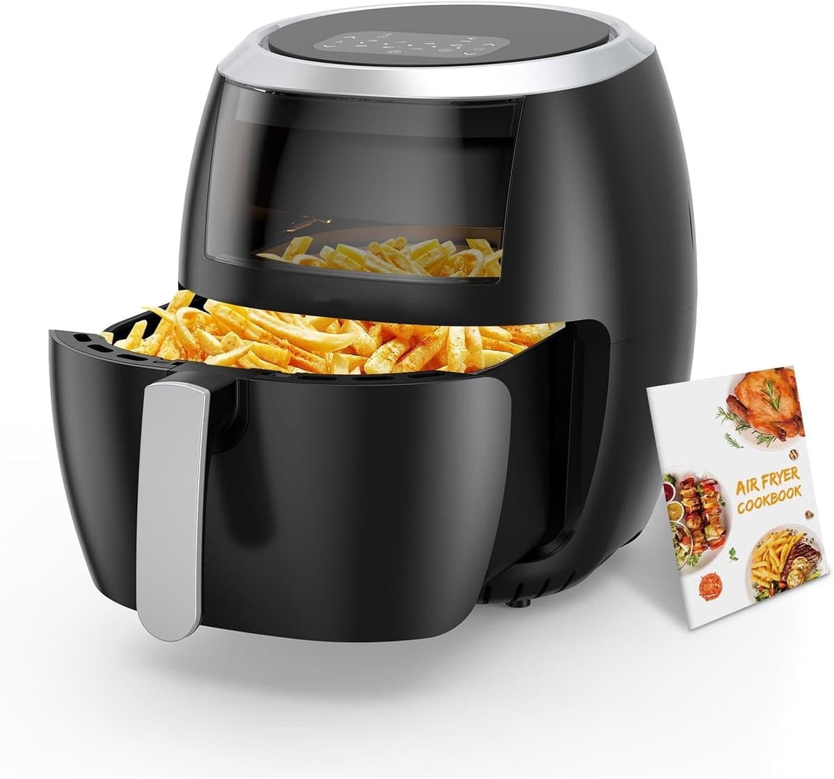 Airfryer oven - Hetelucht friteuse - 8 liter - 8 programma's - 1500 watt - zichtvenster - LED touch screen - RVS, zonder BPA + receptenboek — afbeelding 1