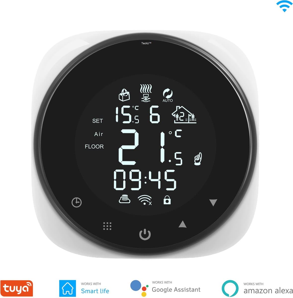 TechU™ Slimme Thermostaat Cozy – Wit – Alleen voor Gas Boiler – App & Wifi – Alexa Amazon, Google Assistant, Smart Life & Tuya – Kinderslot — afbeelding 1