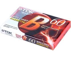 Audio Cassette Tape TDK B-60 normaal Position type I - Uiterst geschikt voor alle opnamedoeleinden / Sealed Blanco Cassettebandje / Cassettedeck
