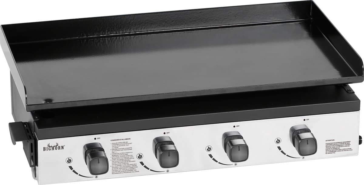BIGHORN Gas Plancha BBQ met 4 Branders (9,96 kW) – Geëmailleerde Stalen Bakplaat – Compact Tafelmodel – Zwart — afbeelding 1
