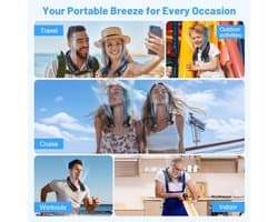 Draagbare nekventilator met 6 snelheden en 8000mAh batterij