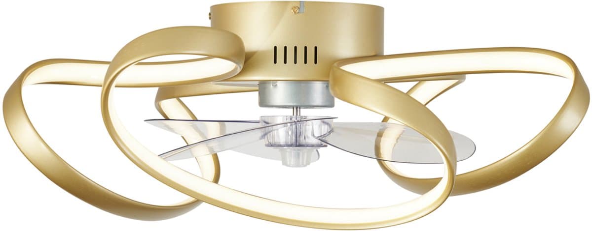 QAZQA mandy - Dimbare LED Plafondventilator met Verlichting | Lamp en Afstandsbediening - 1 lichts - Ø 60 cm - Messing - Woonkamer | Slaapkamer | Keuken — afbeelding 1