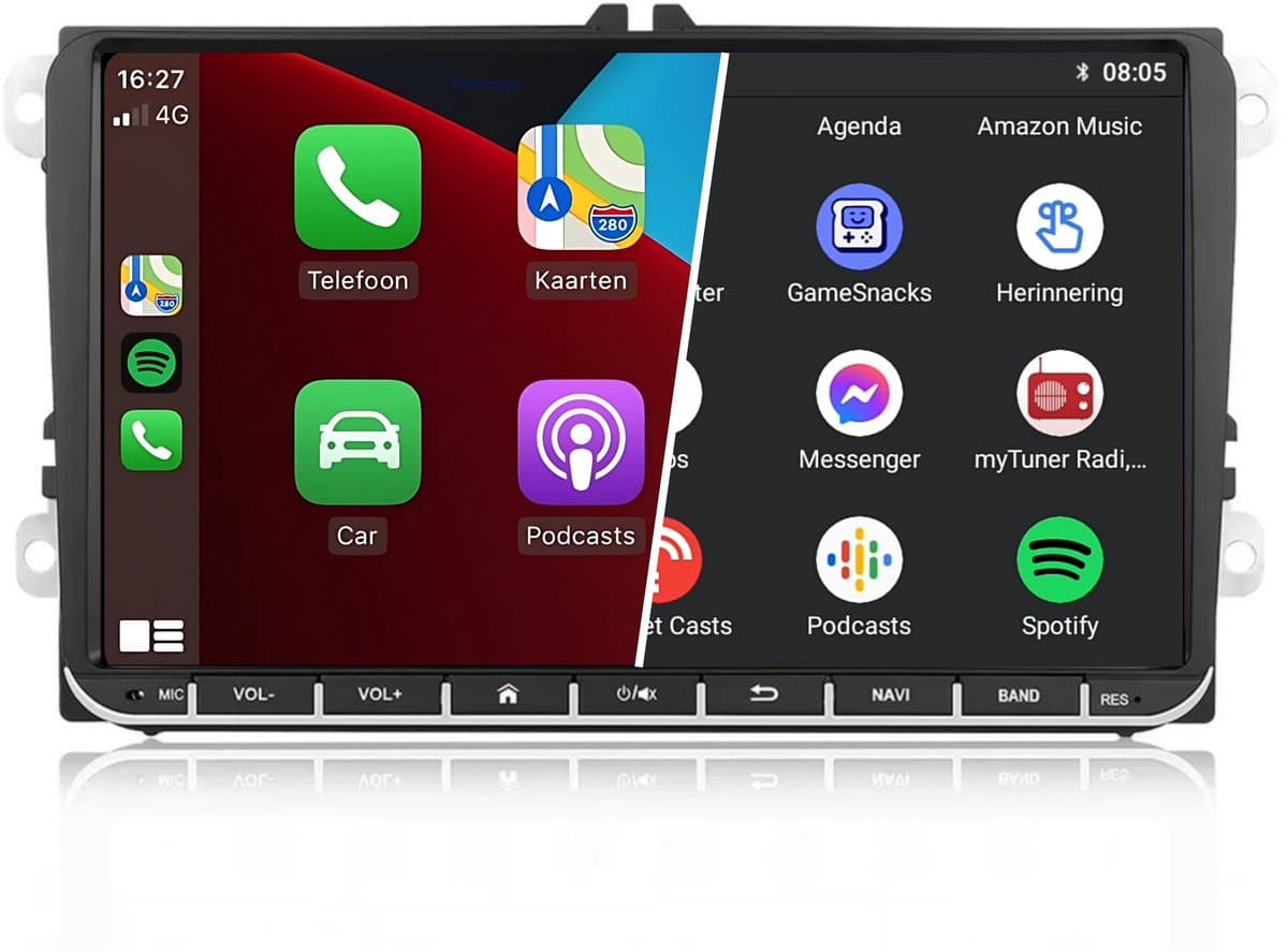 Carplay autoradio voor Volkswagen Polo T5 Passat Tiguan Touran Golf 5 6 | 2003 t/m 2020 | 9 INCH | Draadloos Apple Carplay en Android Auto | 4GB + 64GB | Denago | 2025 model | 2003 2004 2005 2006 2007 t/m 2017 2018 2019 2020 | Bluetooth & Wifi — afbeelding 1