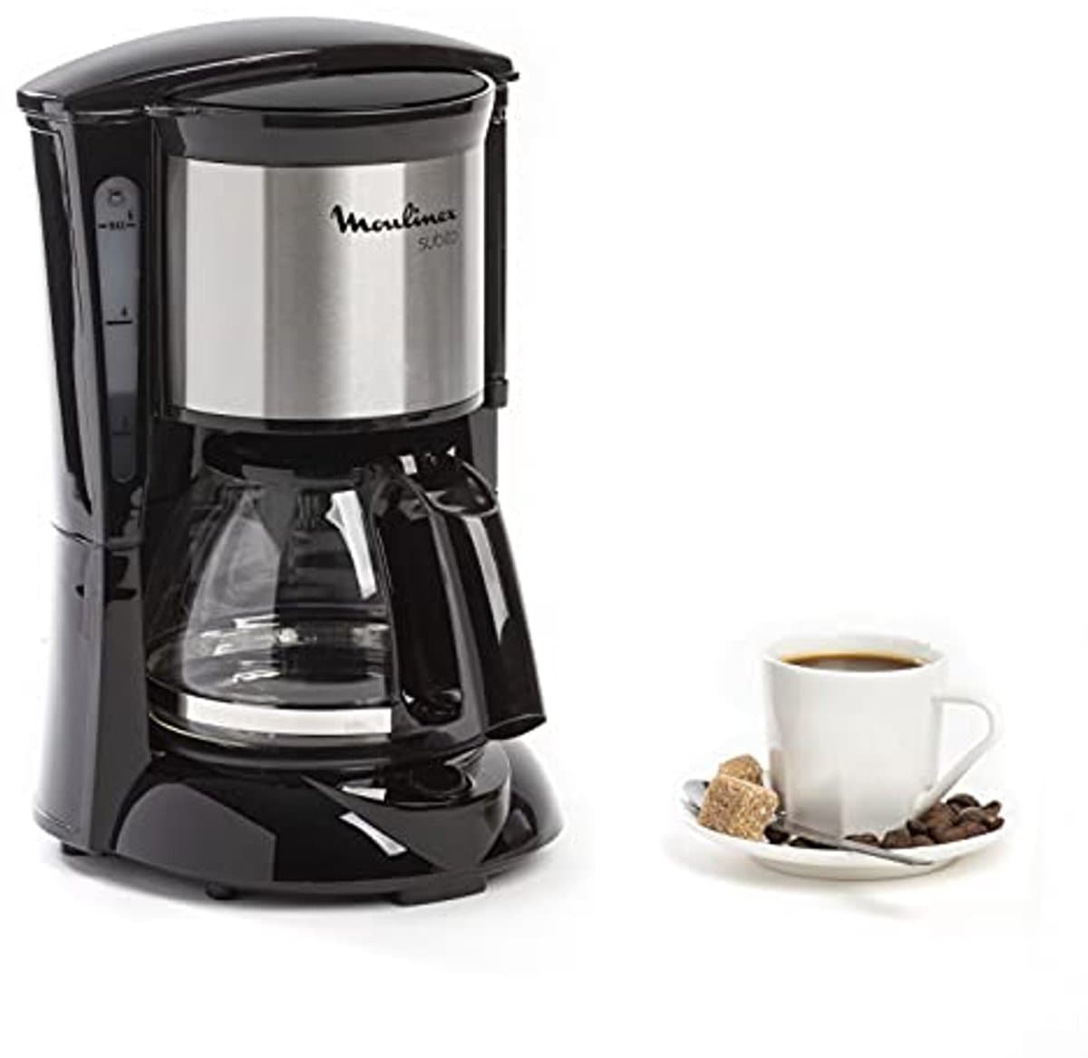 Compact Koffiezetapparaat voor 6 Kopjes – Zwart/Roestvrij Staal — afbeelding 1