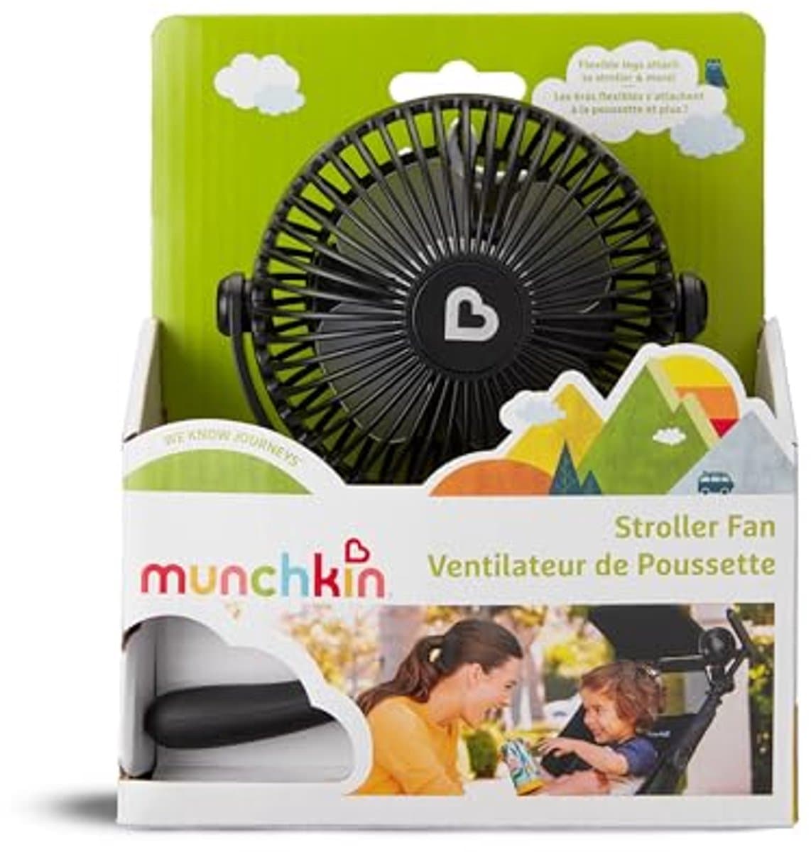 Draagbare Mini-Ventilator voor Kinderwagen met LED-verlichting - 360° Draaibaar en 4 Snelheden — afbeelding 1