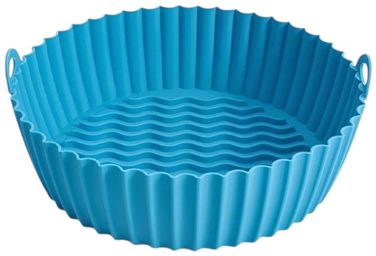 HipWare - Airfryer Siliconen mandje - Antiaanbaklaag - Vaatwasserbestendig - Rond - Blauw — afbeelding 1