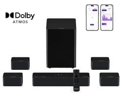 ULTIMEA Poseidon D80 Boom - 7.1 Dolby Atmos Soundbar - Draadloze Subwoofer & Surround Speakers - Home Cinema - HDMI eARC - Soundbar voor tv - Zwart