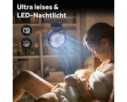 USB Tafelventilator met Clip en LED Licht - Draagbare Bureauventilator met 4000 mAh Accu voor Stil Gebruik in Slaapkamer en Kantoor