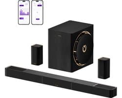 ULTIMEA Skywave X60, 7.1.4 Draadloos Surround Sound Systeem, Soundbar voor TV, met 8" Draadloze Subwoofer, Soundbar dolby atmos, 840W, Zwart