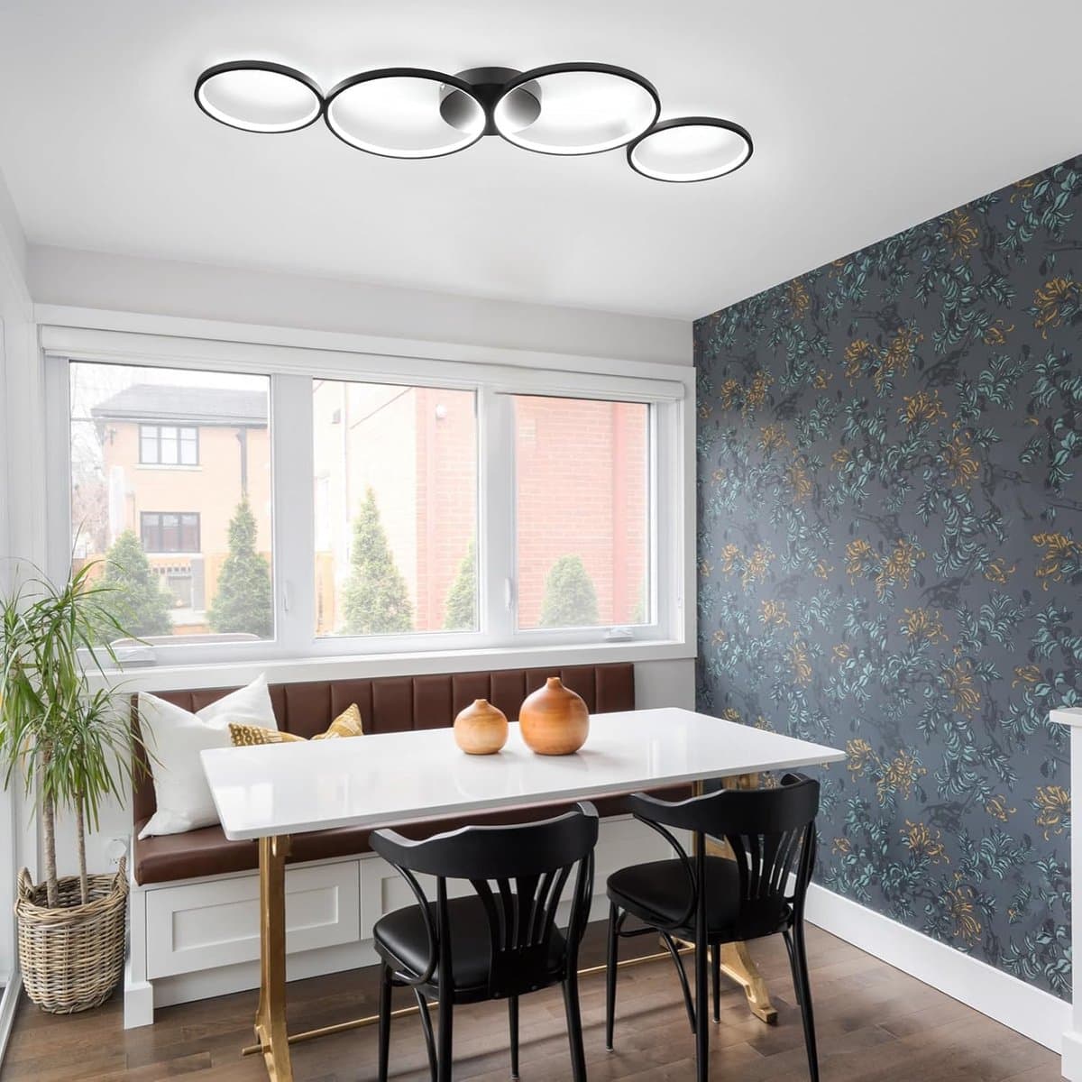 Dimbare LED Plafondlamp met Afstandsbediening - Moderne Ringvormige Lamp voor Woonkamer en Slaapkamer 88cm — afbeelding 1