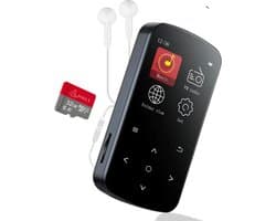 FOXLY® HiFi MP3/MP4 Speler Bluetooth Incl. oordopjes en 32GB SD Kaart - FM Radio - Voice Recorder - Dictafoon - met Clip