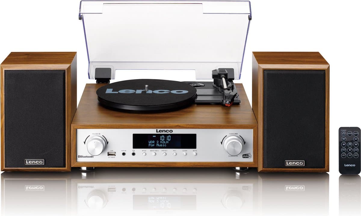 Lenco Platenspeler - Stereoset met DAB en Bluetooth - MC-160WD - Hout — afbeelding 1