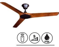 Plafondventilator Abyss Brons / Koa Ø 142cm IP66 incl. Remote