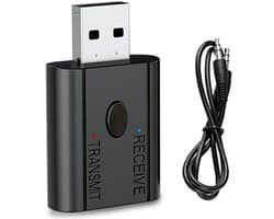 2 in 1 Bluetooth 5.3 Receiver en Transmitter USB adapter met AUX kabel - Bluetooth zender en ontvanger - Bluetooth Audio Receiver - zwart