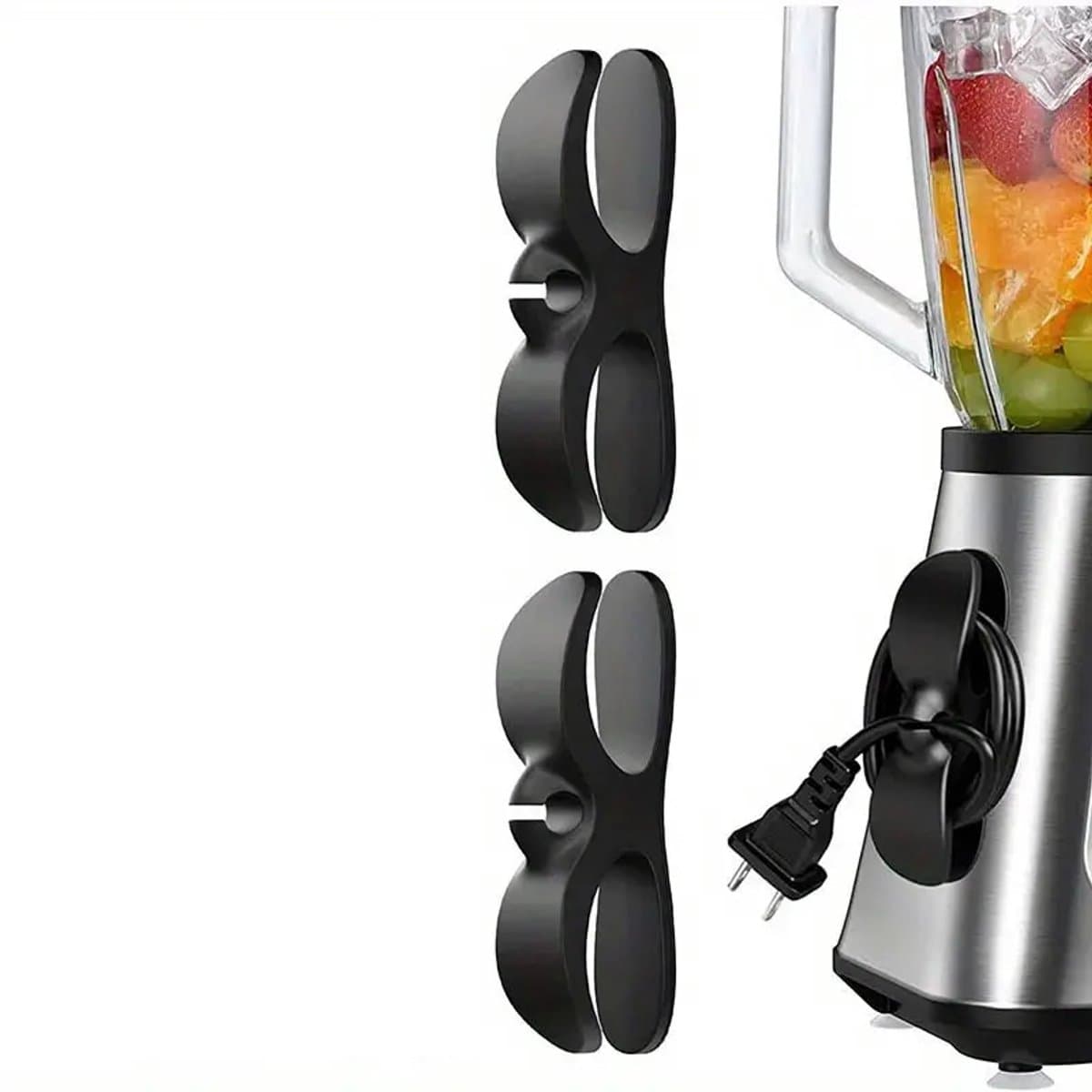 2 Zelfklevende Kabel Houder Clips - Kabel Management Organizers voor USB Kabels, Draden, Mixers, Koffiemachines, Air Fryers & Keuken Apparaten - Geschikt voor Thuis, Kantoor of Auto - kleur Zwart — afbeelding 1