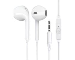Oordoppen met draad - Met Microfoon - voor Muziek - Wit - 3.5mm