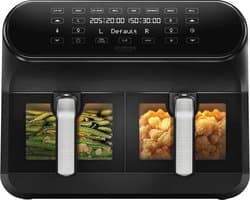 Luchtfriteuse 8 Liter met Dubbele Mand en LED Touchscreen - 2400W, 8 Programma's, Energiebesparend