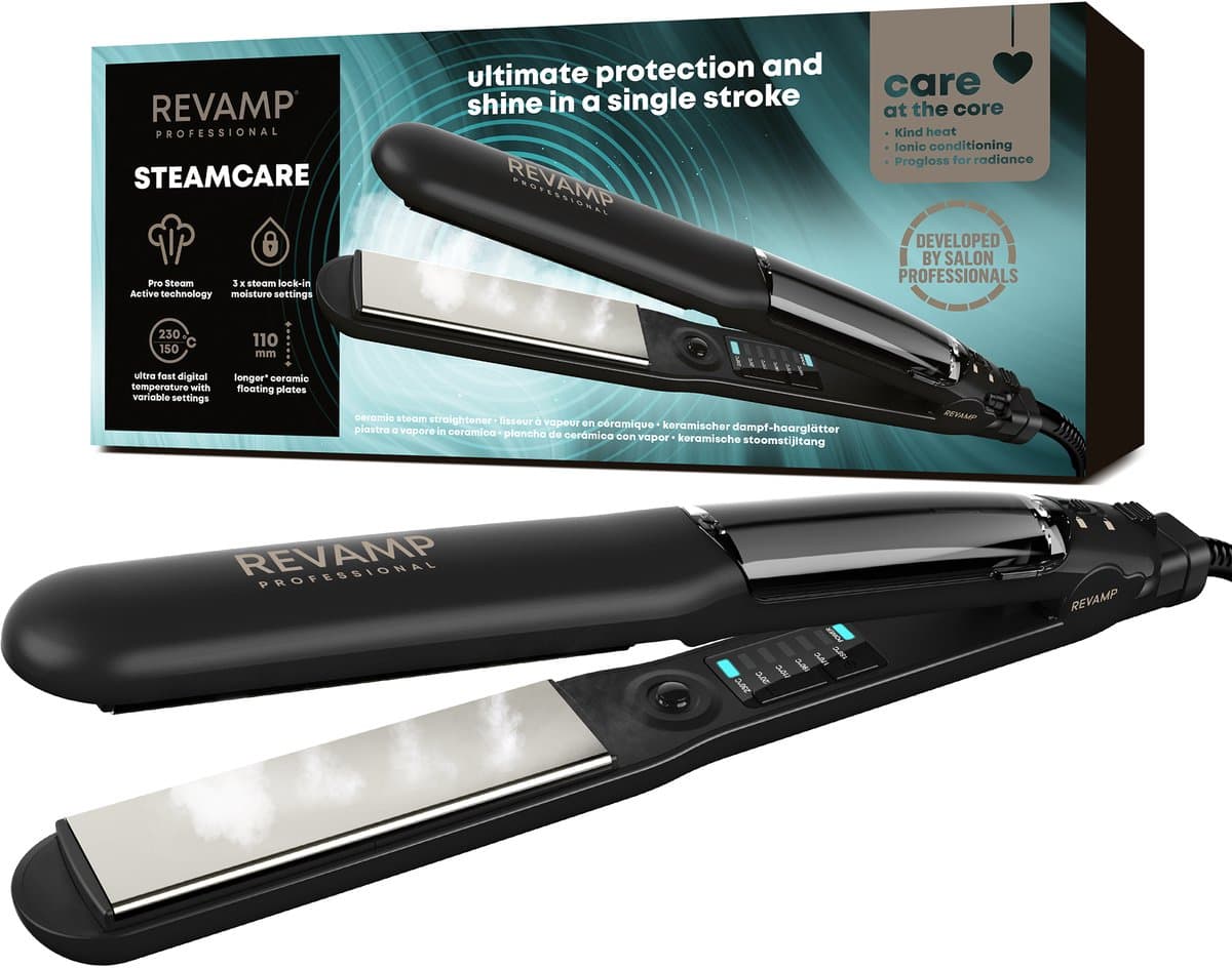 REVAMP Progloss Steam Care ST-1600 Stijltang Zwart — afbeelding 1