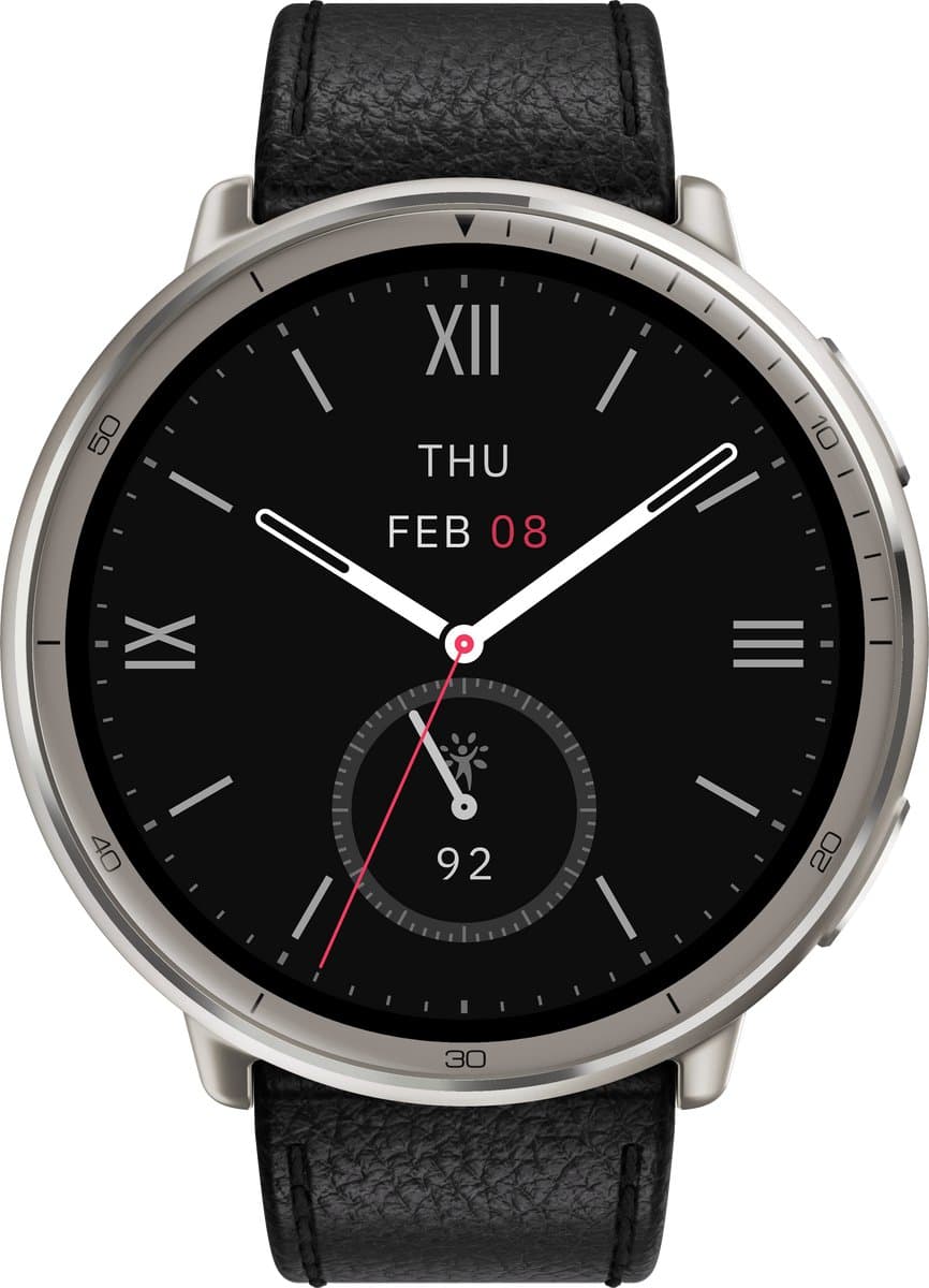 Amazfit Active 2 Round - Smartwatch - 44 mm - Black leather — afbeelding 1