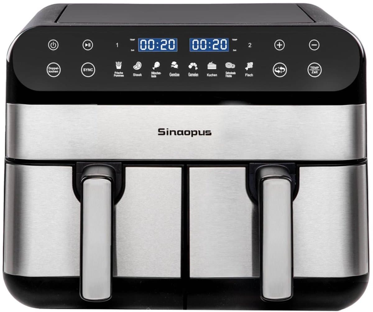 Digitale Airfryer XXL 11L 920 – Heteluchtfriteuse met Dubbele Mand en DualMand Onafhankelijke Snelle Opwarming – Voor Gezinnen – 8 Programma’s – LED Touchscreen – Kijkvenster – Makkelijk te Reinigen – Capaciteit voor 10 Personen — afbeelding 1