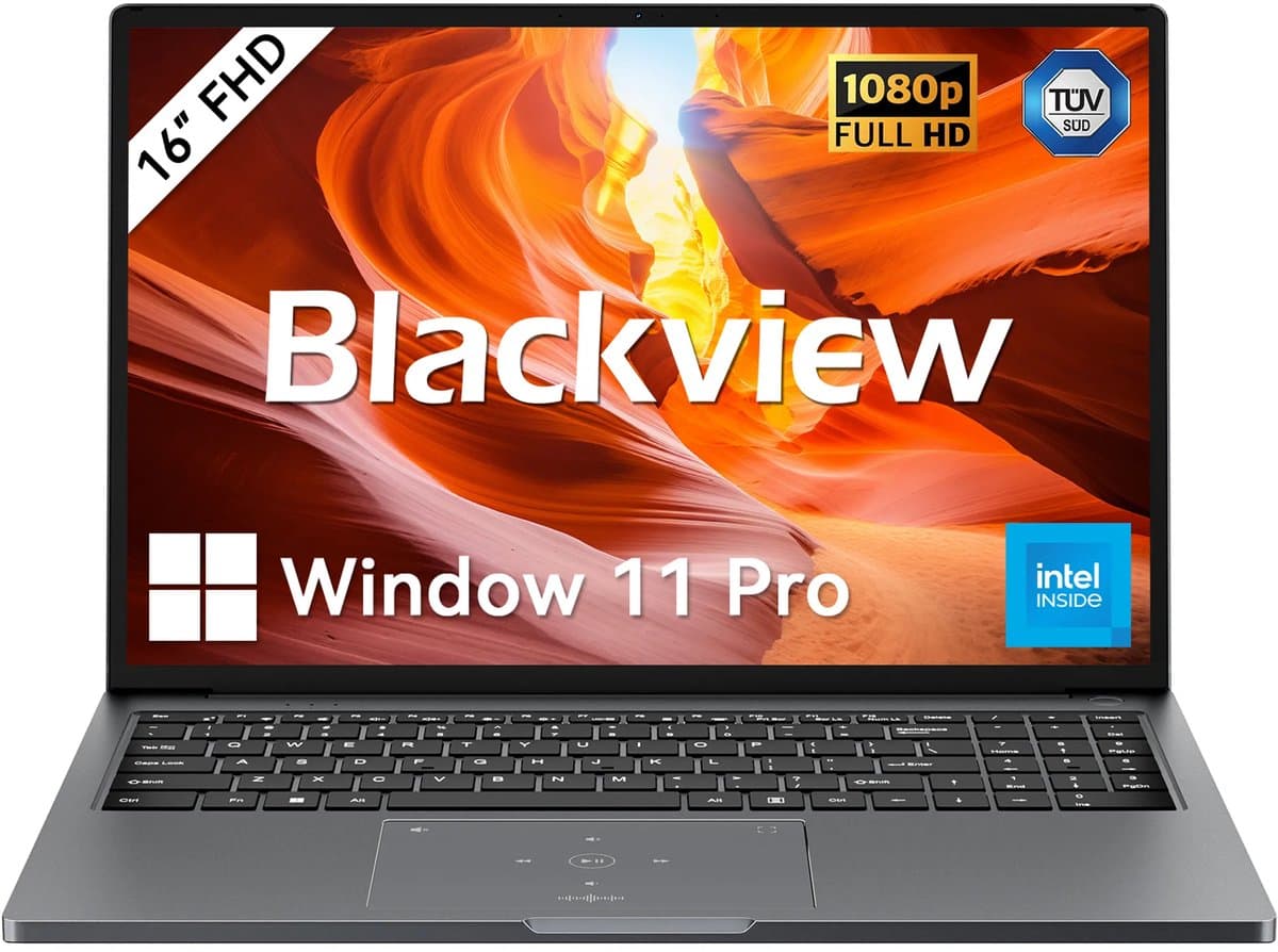 Blackview AceBook 12 Laptop - Intel Core i5-12450H - 16 inch FHD - 16GB DDR4 - 512GB SSD /2 TB - WiFi 6 - Window 11 Pro Notebook - UHD Graphics - Grijs — afbeelding 1