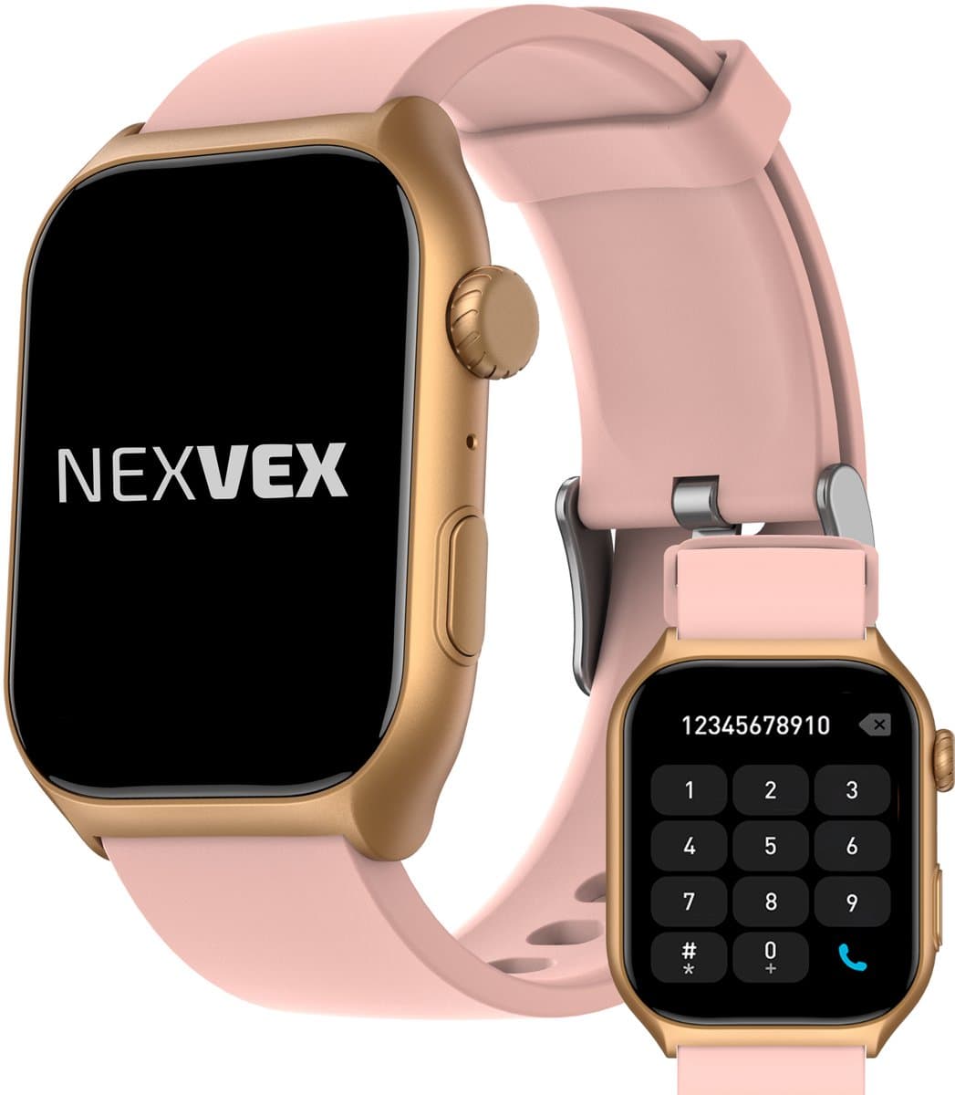 Nexvex® Luxe 2X Smartwatch voor Dames - Sporthorloge met Belfunctie - Meditatie - Bloeddrukmeter - Stappenteller - Sport Horloge - Hartslagmeter - Smart Watch Saturatiemeter - Bluetooth Activity Tracker - Android/iOS - 2.0 Inch - Roze Horlogebandje — afbeelding 1