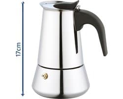 Koffiezetapparaat - Italiaanse Espresso Maker - 200ml - 4 kops - Moka Express Percolator INDUCTIE 4 kopjes Roestvrijstaal - PALERMO