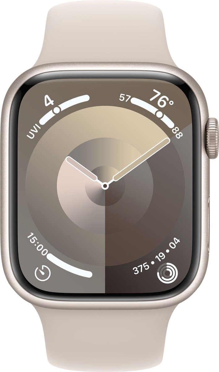 Apple Watch Series 9 - 45mm - Starlight Aluminium Case with Starlight Sport Band - M/L — afbeelding 1