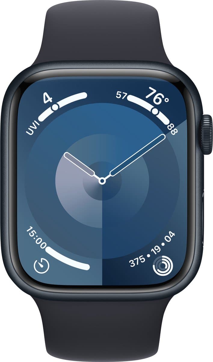 Apple Watch Series 9 - 45mm - Midnight Aluminium Case with Midnight Sport Band - M/L — afbeelding 1