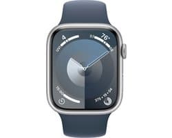 Apple Watch Series 9 - 45mm - Silver Aluminium Case with Storm Blue Sport Band - M/L