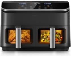 MKSS® Dubbele Airfryer XXXL - Duo Heteluchtfriteuse - Geschikt voor Accessoires - 8.5L - Zwart