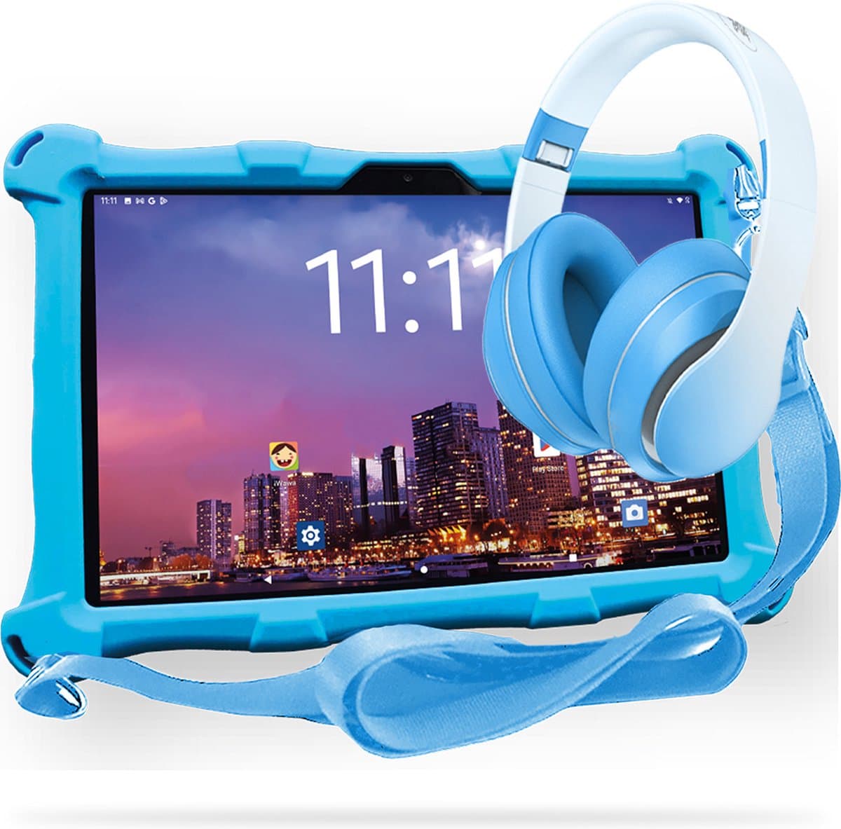 AngelTech Kinderpakket XL PRO II - Kindertablet XL PRO II + Kinderkoptelefoon - Android 16 - Vanaf 3 jaar - Combipakket - Kindertablet Vanaf 3 Jaar – Kinder Tablet – Kids Tablet - Tablet voor Kinderen - Blauw — afbeelding 1