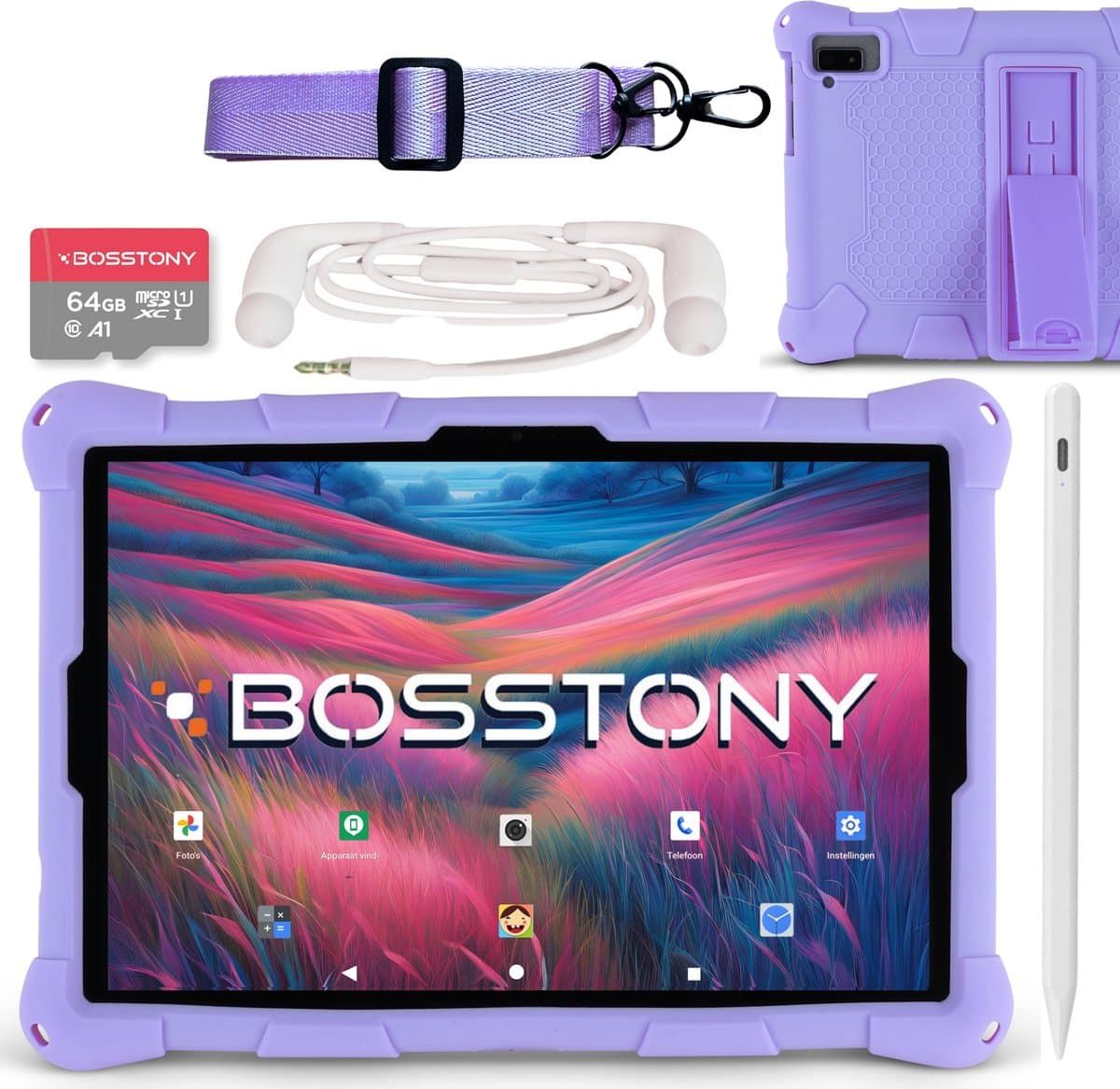 Bosstony Snelle Kids Tablet 10 inch - Ouderlijk Toezicht - 6000mAh Batterij - Android 13 - Incl Beschermpakket - Kindertablet vanaf 3 jaar — afbeelding 1