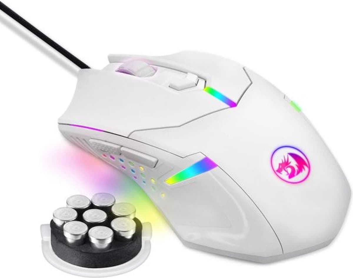Redragon: Centrophorus M601 Wit Wired Gaming Mouse /PC - gaming muis - verstelbare DPI - Teflon pads - m601W — afbeelding 1