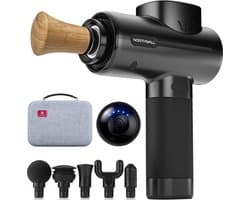 Northwall Massage Gun Professioneel PRO - Massage Pistool Inclusief Koffer en 6 Opzetstukken incl. Eikenhouten Massagekop - Krachtig en Draadloos Sport en Relax Massage Apparaat