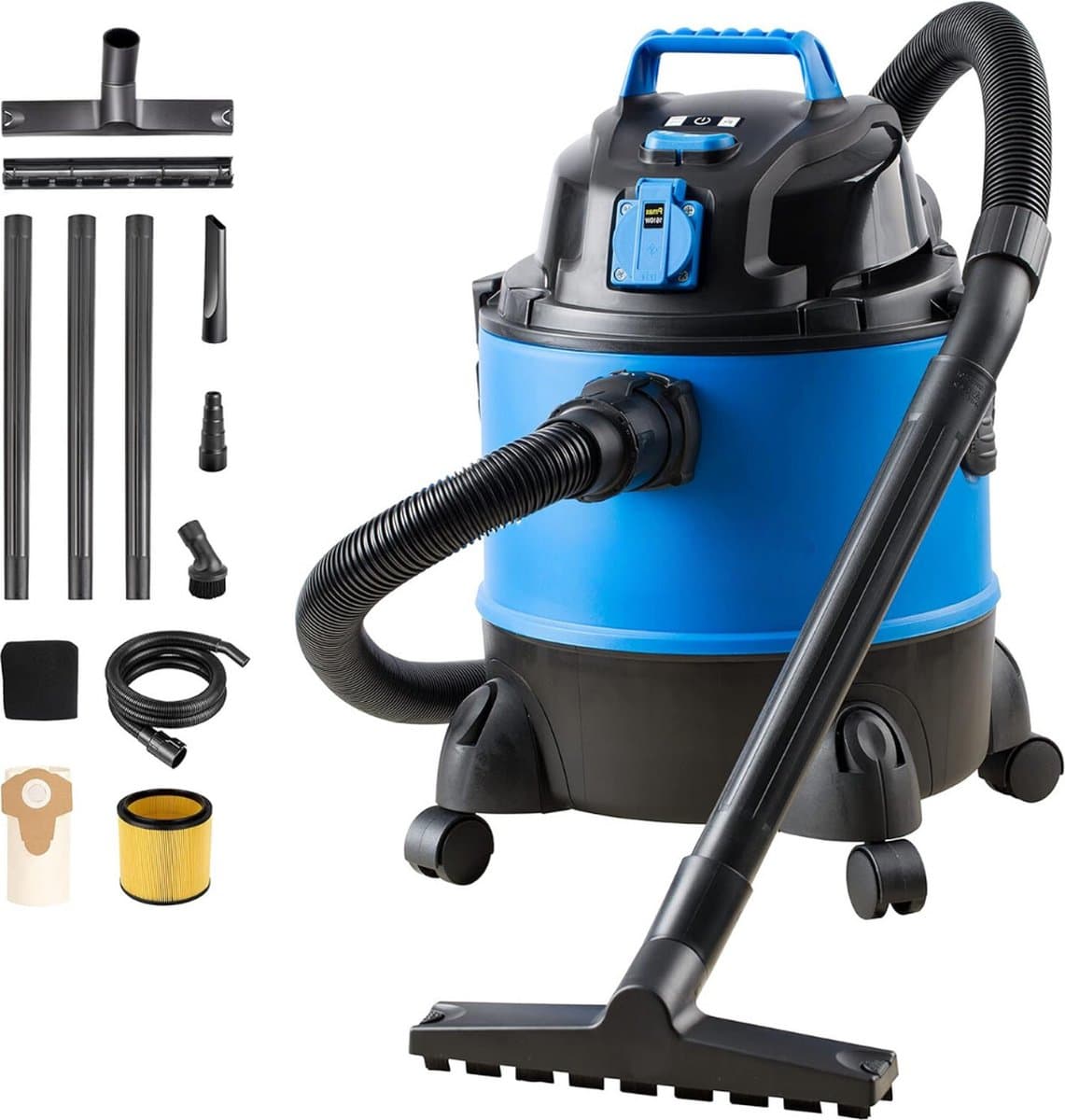Bouwstofzuiger Zonder Zak - Alleszuiger Met Accessoires - Waterzuiger Met 20 Liter Reservoir - Stofzuiger - Met Waterfilter En Blaasfunctie – 1250 Watt - Voor Binnen en Buitenreiniging — afbeelding 1
