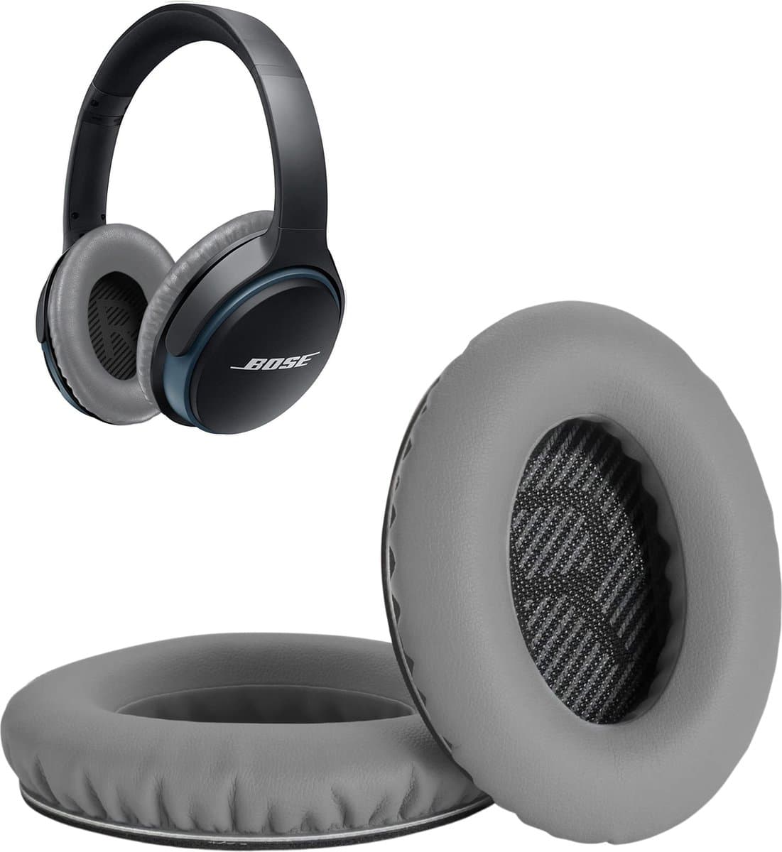 Set Oorkussens geschikt voor Bose QuietComfort 35 ii / 35 / 25 / 15 / 2 / Soundtrue - Soundlink Around-Ear AE2 / AE2W / AE2I - Oorkussens voor koptelefoon - Ear pads headphones grijs — afbeelding 1