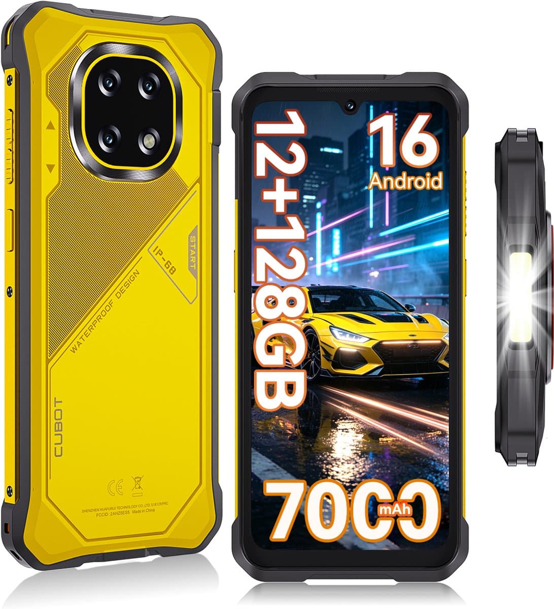 Robuuste Smartphone - CUBOT Kingkong ES 5 - 6,88" 120Hz - 12GB RAM - 128GB ROM - 7000 mAh 33W - Android 16 - 4G Dual SIM - IP68/IP69K - NFC - GPS - 2026 nieuw - Geel — afbeelding 1