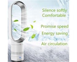 Bladloze Ventilator - Torenventilator Elektrisch - Zomerse Koelte - Intelligente Geluidsarm - 16 Inch - Zilver