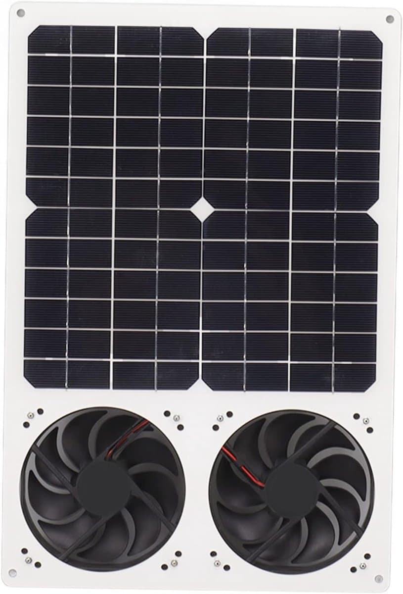 Dubbele Ventilatorkit - Zonneventilatie - Ruimte Koelen - Regendichte Motor - 6 Inch Uitlaat - Zwart — afbeelding 1