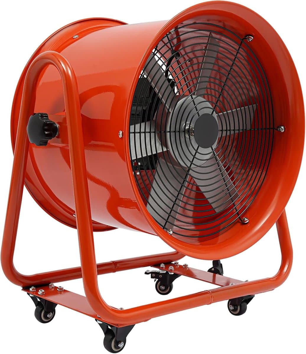 Trommelventilator Vloerventilator - Industriële Ventilator Windmachine - Grote Ruimtes Ventileren - 90 Graden Verstelbare Helling - 15.000 CFM - Oranje — afbeelding 1