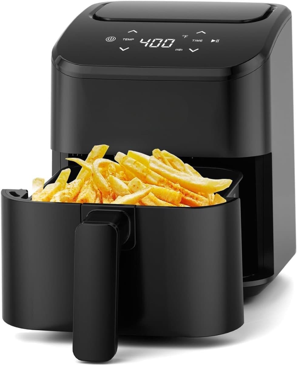 SNJY® Mini Airfryer - Airfryer Klein - Camping Airfryer - 2,5 Liter - 1000W - Zwart — afbeelding 1