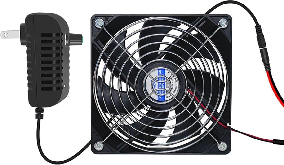 Ventilator - Afzuiger - Luchtcirculatie Verbeteren - Dubbele Netbescherming - 12cm - Zwart — afbeelding 1