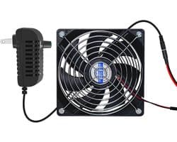 Ventilator - Afzuiger - Luchtcirculatie Verbeteren - Dubbele Netbescherming - 12cm - Zwart