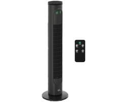 Zerova Torenventilator met Afstandsbediening - Ventilator Staand - Fan - Luchtverfrisser - 3 Snelheden - 45 W - Donkergrijs