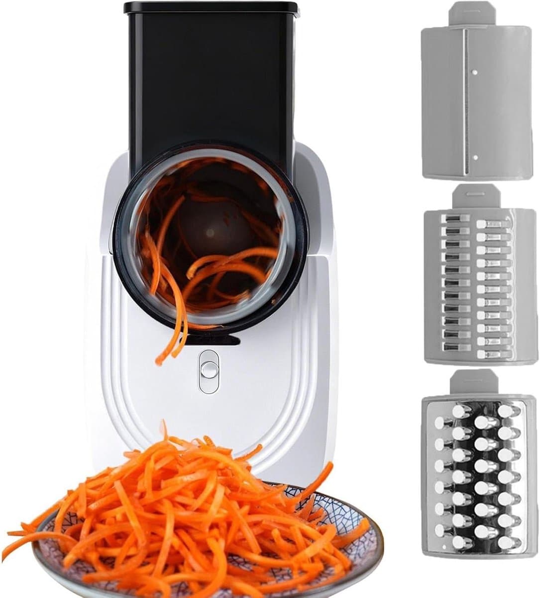 Elektrische Rasp - Keuken Snijder - Maaltijdvoorbereiding - 3 Snij Kegels - 14x16x29cm - Wit — afbeelding 1