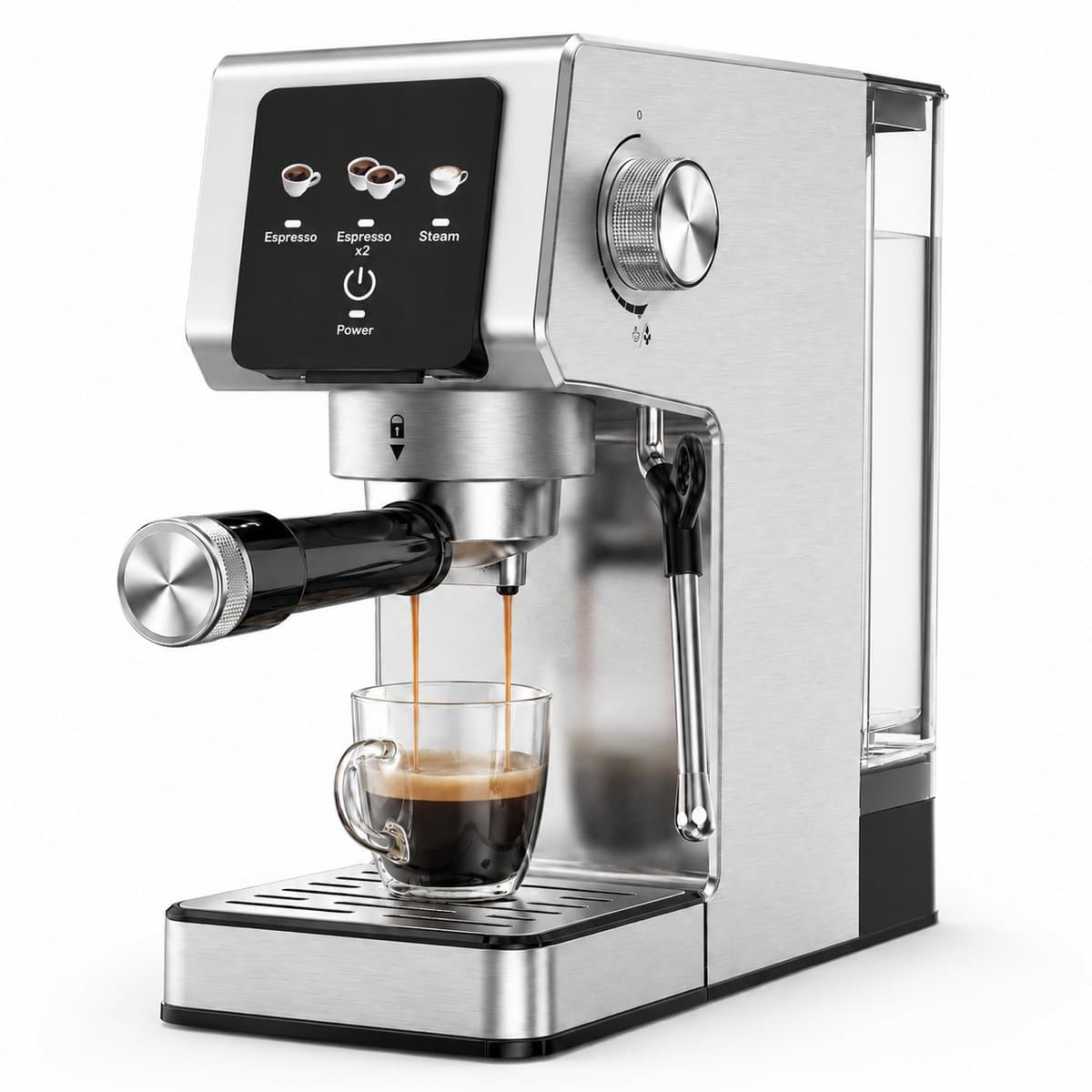 HOMCOM Touchscreen – Espressomachine – 1,2L – 20 bar-1350W-Stoompijp — afbeelding 1