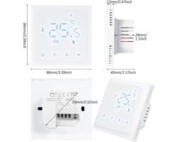 Slimme Thermostaat - Temperatuurregelaar WiFi - Comfort Verwarmen - Wekelijks Programmeerbaar - 3.39 x 3.39 Inch - Wit