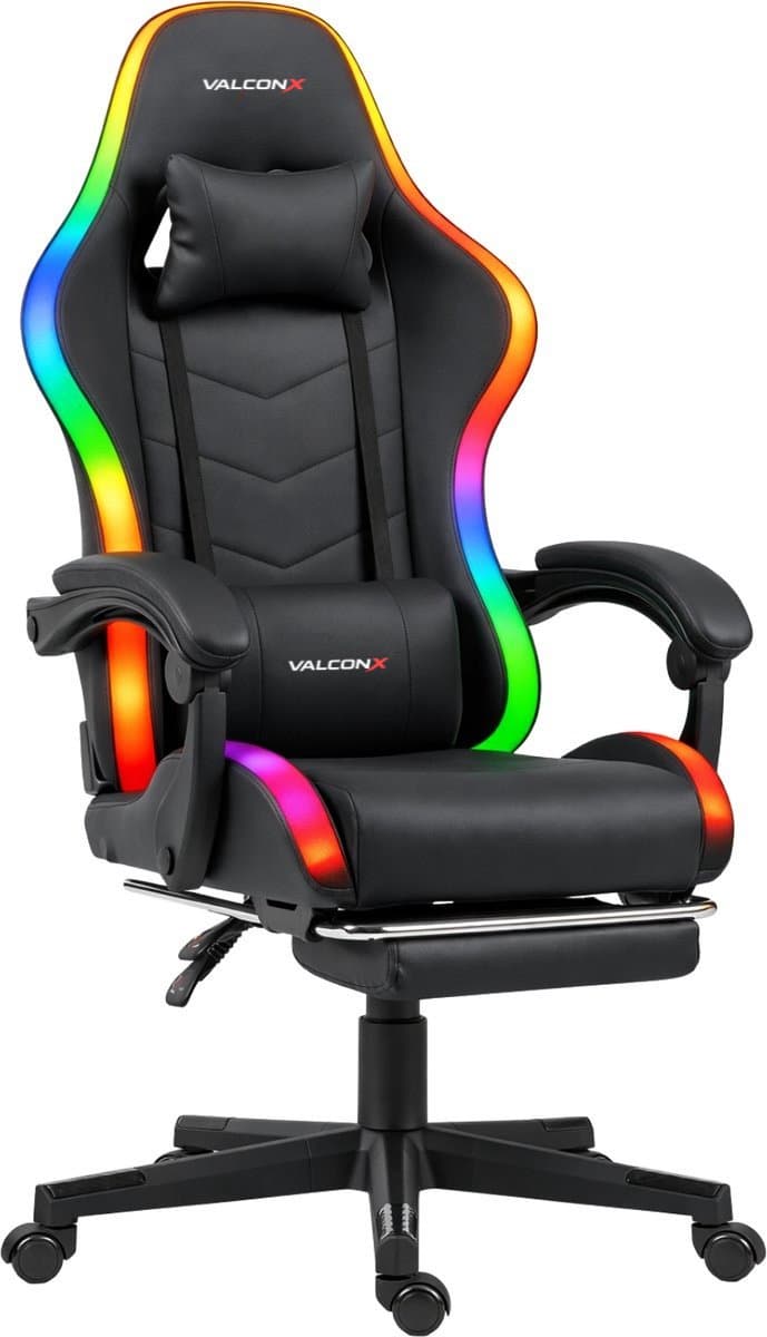 Valconx RGB - Game Stoel - Met RGB Verlichting - Gaming Stoel - Ergonomische Bureaustoel - Gamestoel - Verstelbaar - Gaming Chair - Zwart — afbeelding 1