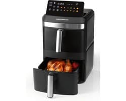 Dubbele Heteluchtfriteuse - Verticale Airfryer - Vetarm Koken - Twee Kamers SYNC - 12 Liter - Zwart